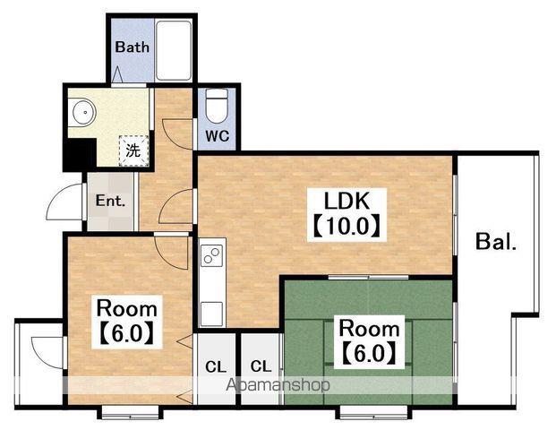 ペガサス1番館住吉(2LDK/2階)の間取り写真