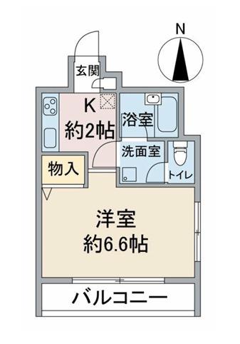 ソレアード(1K/4階)の間取り写真