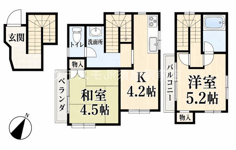 オレスコート板宿II(2K/3階)の間取り写真