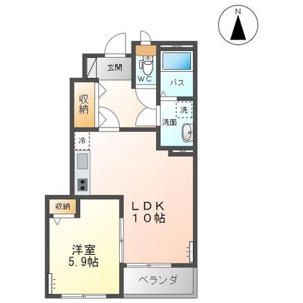 静かで落ち着いた住環境が魅力(1LDK/1階)の間取り写真