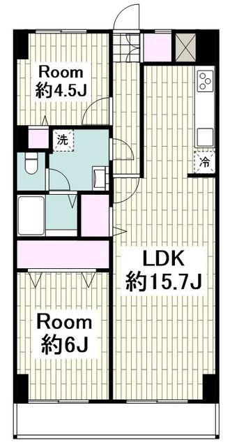 コーラル和田町(2LDK/4階)の間取り写真