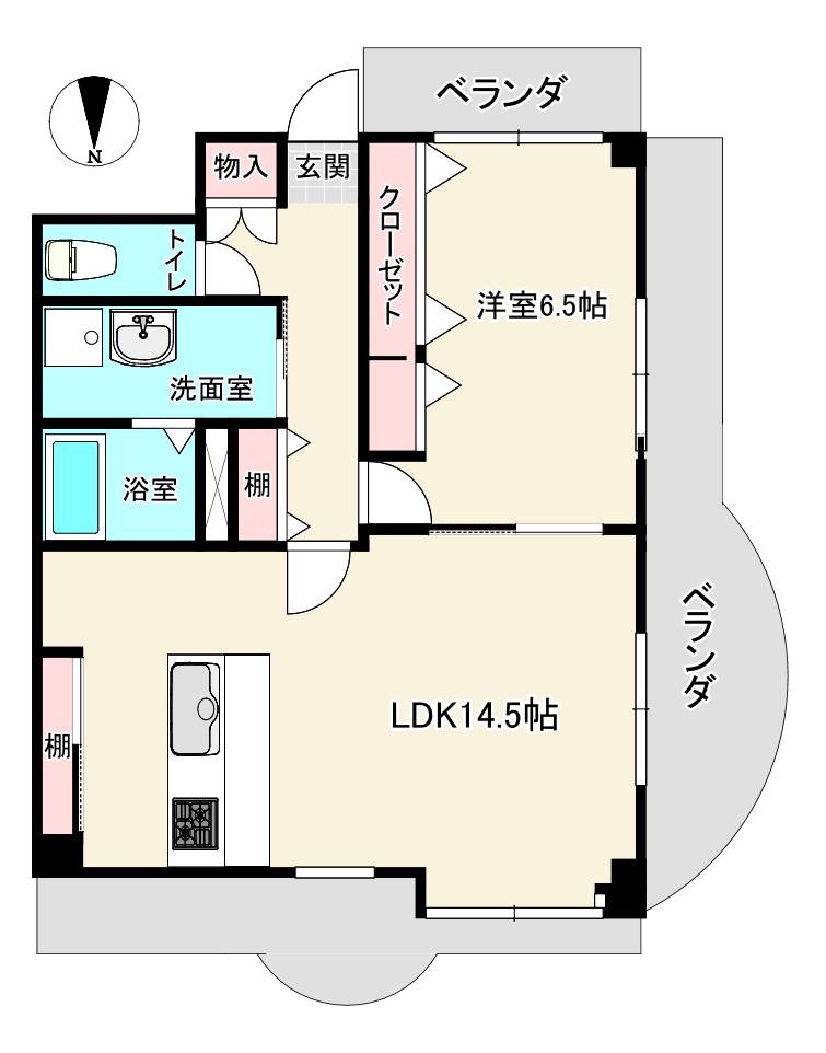 サンハイツA号館(1LDK/2階)の間取り写真
