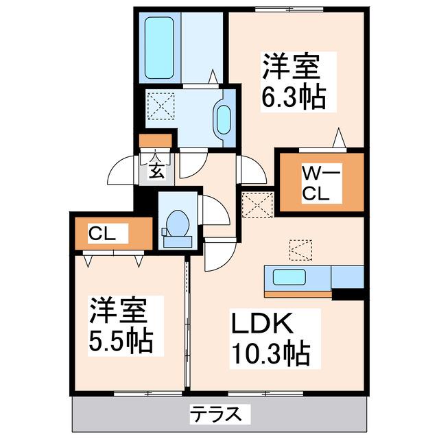 イール・ニード(2LDK/1階)の間取り写真