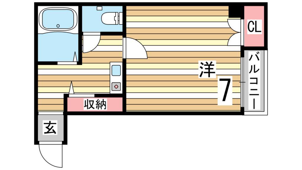 ブロスコート住吉(1K/4階)の間取り写真