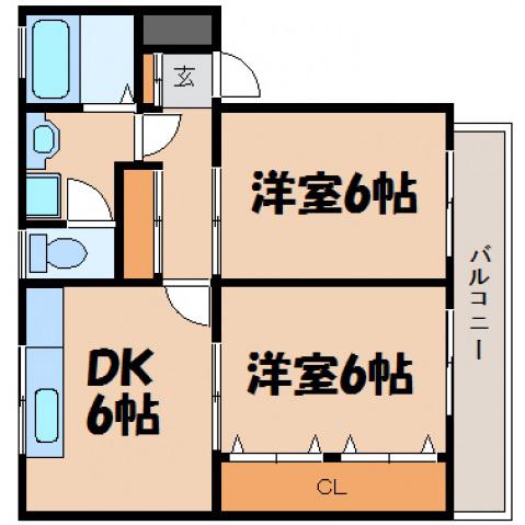 パレファミーユ(2DK/3階)の間取り写真