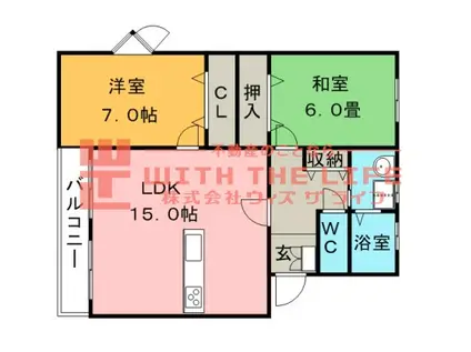 グリーンコーポ浪打(2LDK/1階)の間取り写真