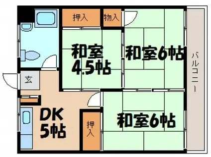 海田マンション 303(3DK/3階)の間取り写真