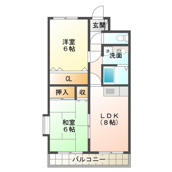 ファーストハイツD(2LDK/3階)の間取り写真