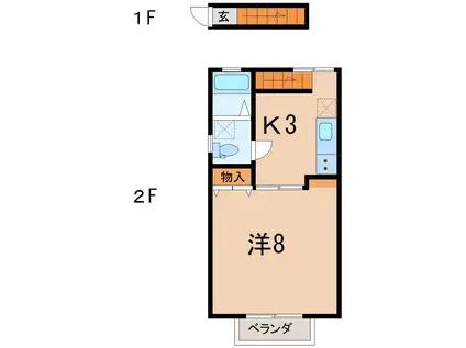 石田コーポ(1K/2階)の間取り写真