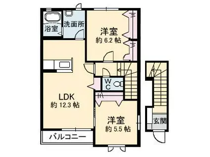 ヒカリハイツ(2LDK/2階)の間取り写真