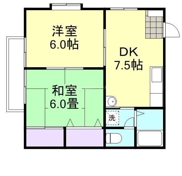 コーポマムB棟(2DK/2階)の間取り写真