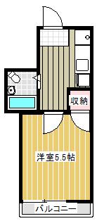 ハイツ川越(1K/2階)の間取り写真