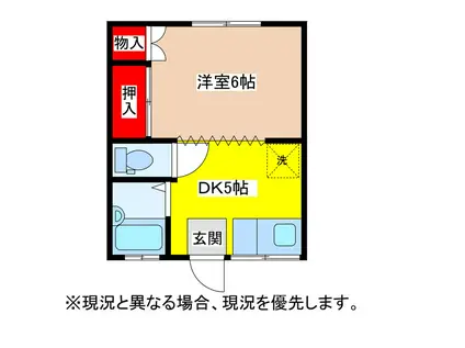 平野コーポ 5(1DK/1階)の間取り写真