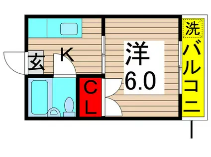 青山マンション(1K/2階)の間取り写真