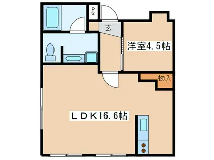 ファーストコート(1LDK/1階)の間取り写真