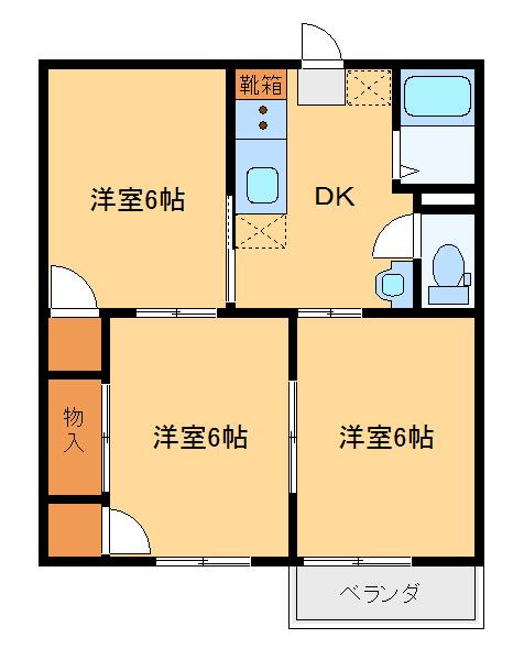 パールハイツ(3DK/1階)の間取り写真