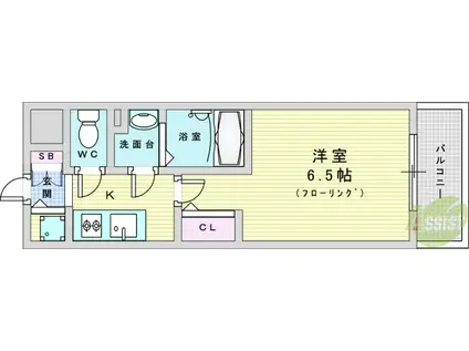 エスリード大阪プライムゲート(1K/12階)の間取り写真