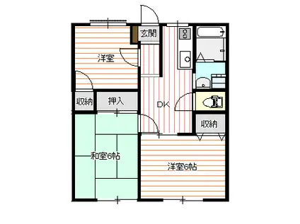 サンライフ藤II(3DK/2階)の間取り写真
