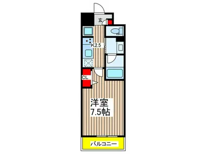 ラグゼナ八千代台(1K/5階)の間取り写真