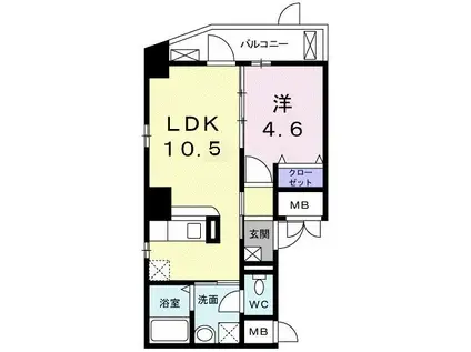 ラグビアンカ大和町(1LDK/1階)の間取り写真