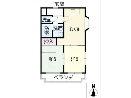 メゾン桜井(2DK/2階)の間取り写真