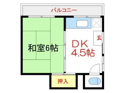 大内荘(1DK/3階)の間取り写真