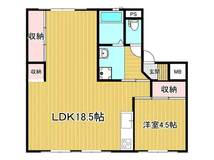 FLORA KITAKATA 1号棟(1LDK/3階)の間取り写真