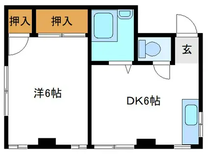 大和マンション(1DK/3階)の間取り写真