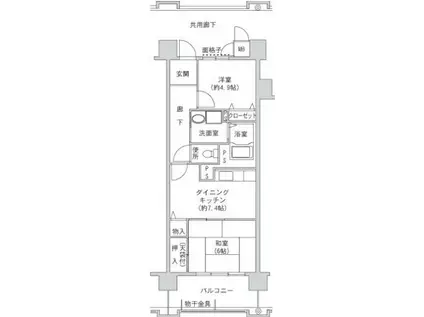 コーシャハイツ森之宮(2DK/13階)の間取り写真