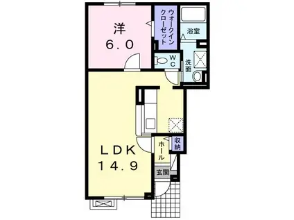 IRIE HOUSE かみゆ(1LDK/1階)の間取り写真