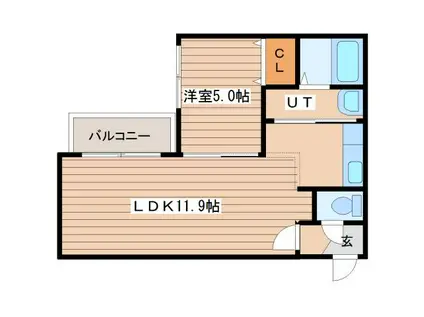 KOKOMO手稲(1LDK/1階)の間取り写真