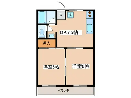 村井マンション(2DK/1階)の間取り写真