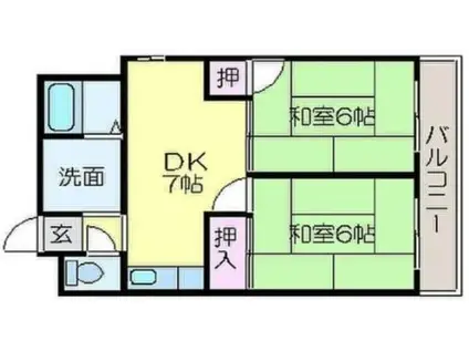 あけぼのマンション(2DK/2階)の間取り写真