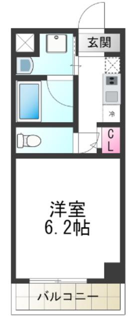 カーライル堺市駅前(1K/6階)の間取り写真