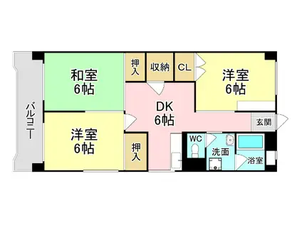 杏林ビル(3DK/5階)の間取り写真