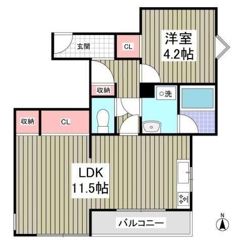 鎌倉ピュアハイム(1LDK/1階)の間取り写真