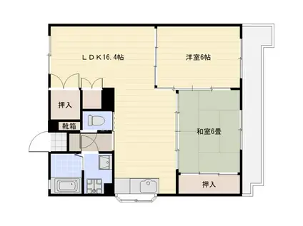 サイセリア米盛(2LDK/2階)の間取り写真