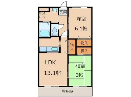 サンハイム中村(2LDK/1階)の間取り写真