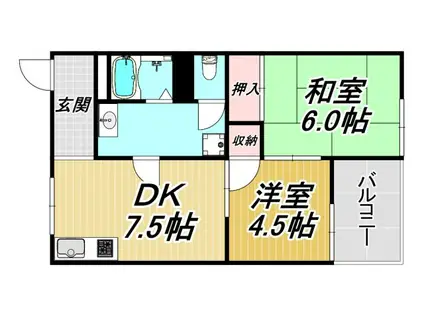 ベル武庫之荘(2DK/2階)の間取り写真