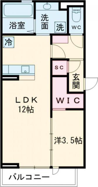 ボヌール江場(1LDK/3階)の間取り写真