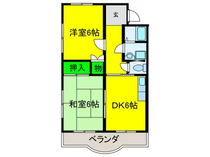 ロワール和泉(2DK/2階)の間取り写真