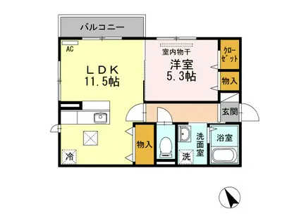 WIT CUBE AB(1LDK/1階)の間取り写真