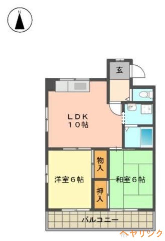 スカイヒルズ(2LDK/3階)の間取り写真