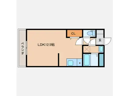 アメニティ都北I・II(ワンルーム/1階)の間取り写真