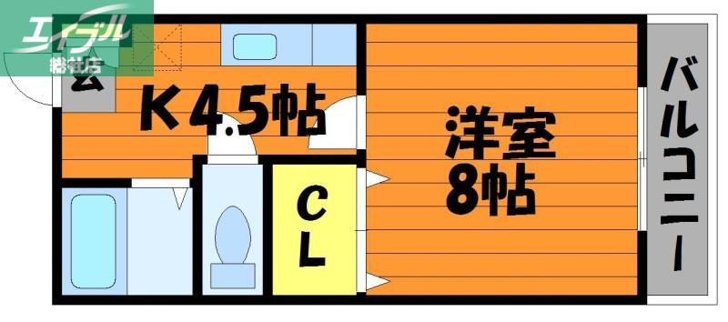 パークサイド安江(1K/2階)の間取り写真