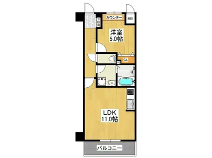 エキスポコンフォートII(1LDK/1階)の間取り写真