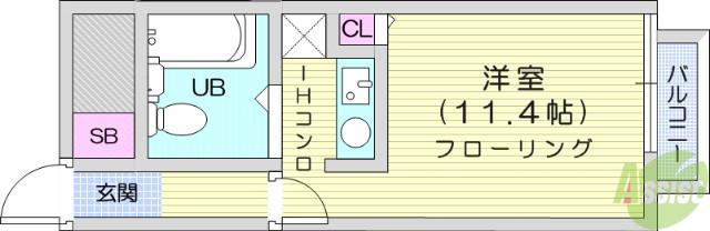 エスパシオ大町(ワンルーム/3階)の間取り写真