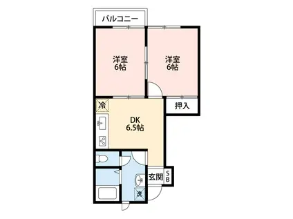 緑風館D(2DK/1階)の間取り写真