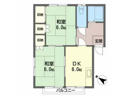 コーポ二の森(2DK/2階)の間取り写真