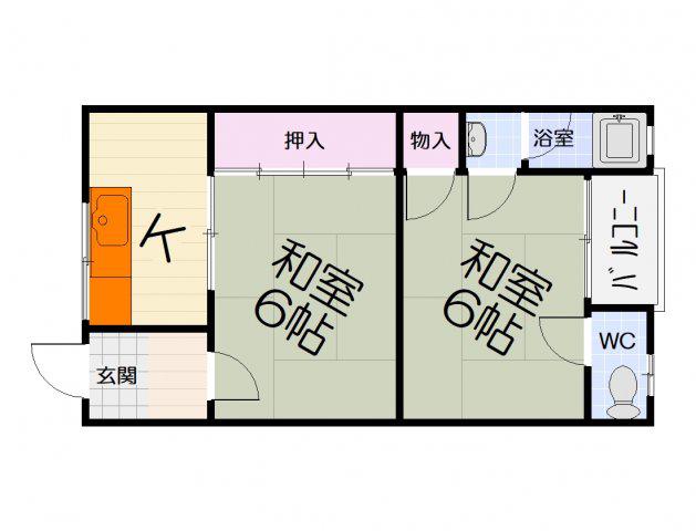 大八マンション(2K/3階)の間取り写真